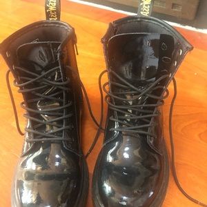 Youth Dr. Marten’s black patent leather boots